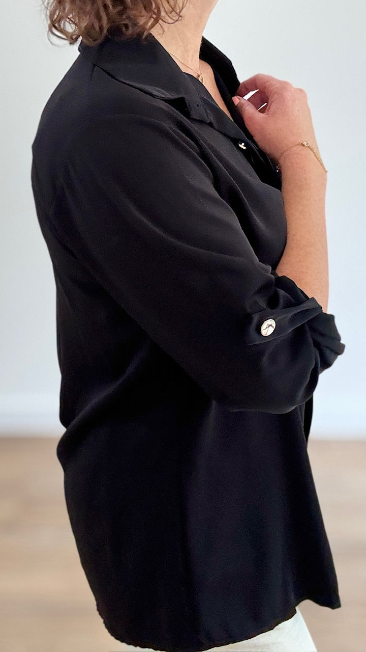 Chemise Noire fluide