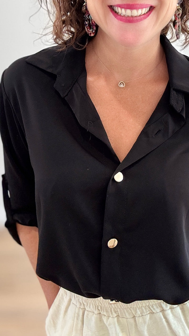 Chemise Noire fluide