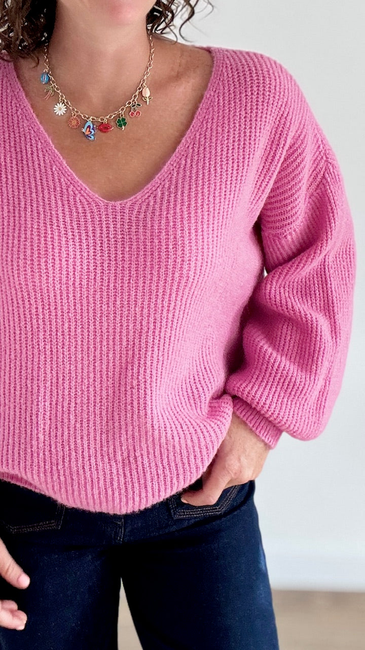 pull court côtelé rose pep’s