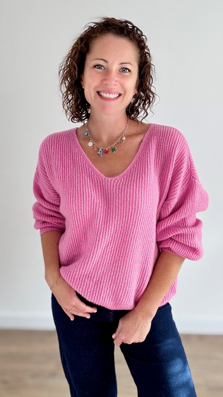 pull court côtelé rose pep’s