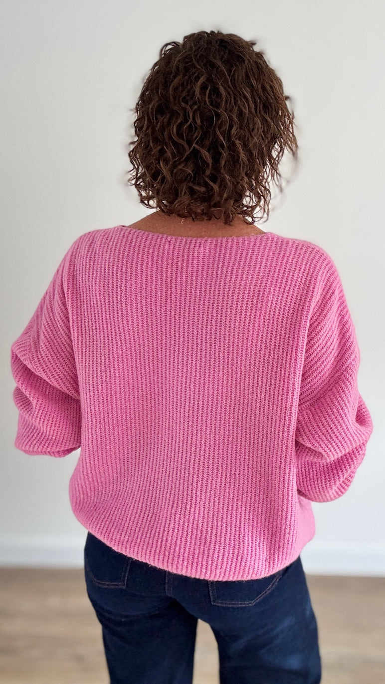 pull court côtelé rose pep’s