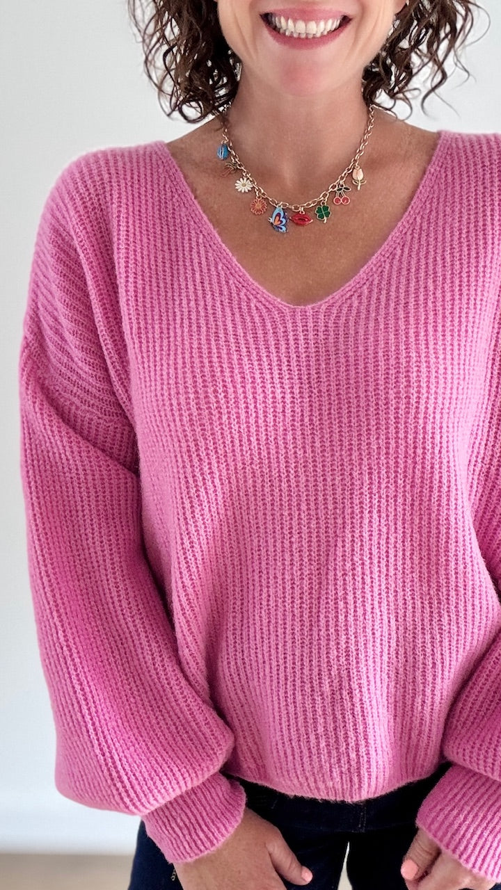 pull court côtelé rose pep’s