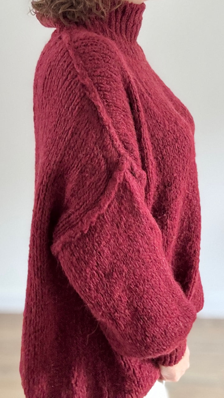 Pull oversize Bordeaux