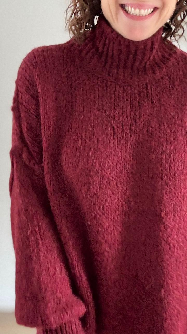 Pull oversize Bordeaux