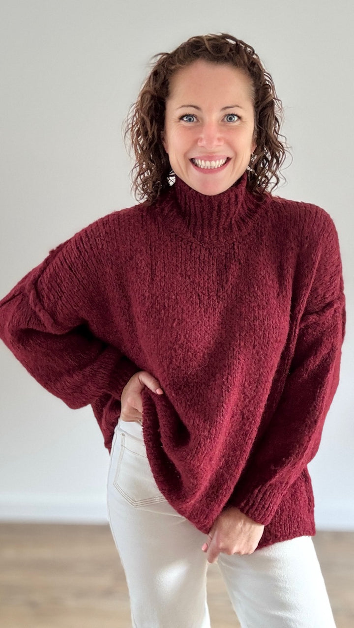 Pull oversize Bordeaux