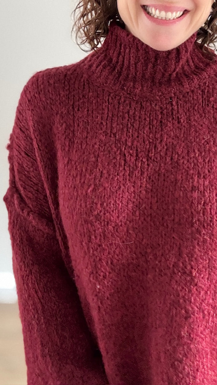 Pull oversize Bordeaux