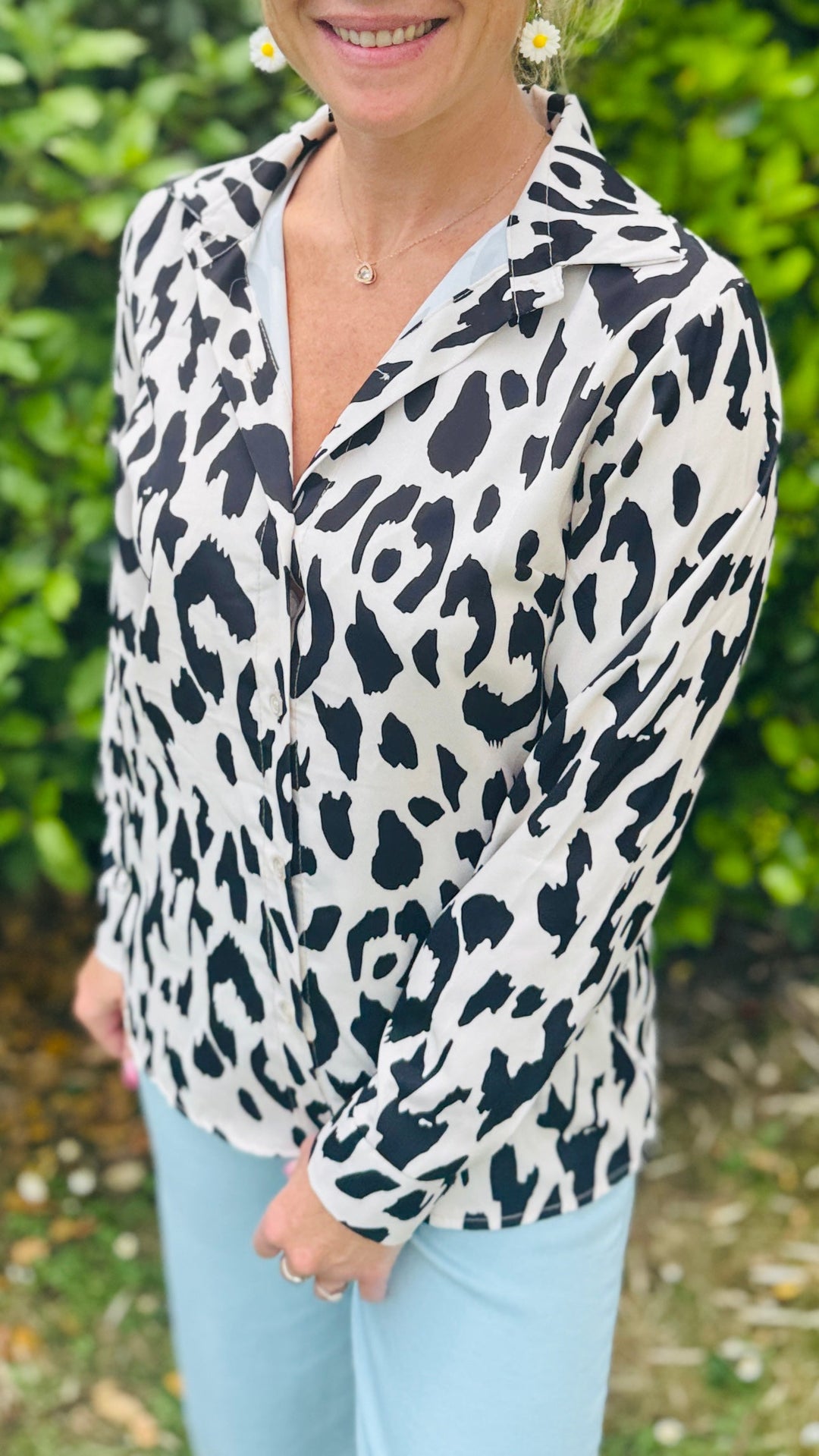 Chemise Léopard Blanche et Noire Chemises et Blouses Miss Guapa