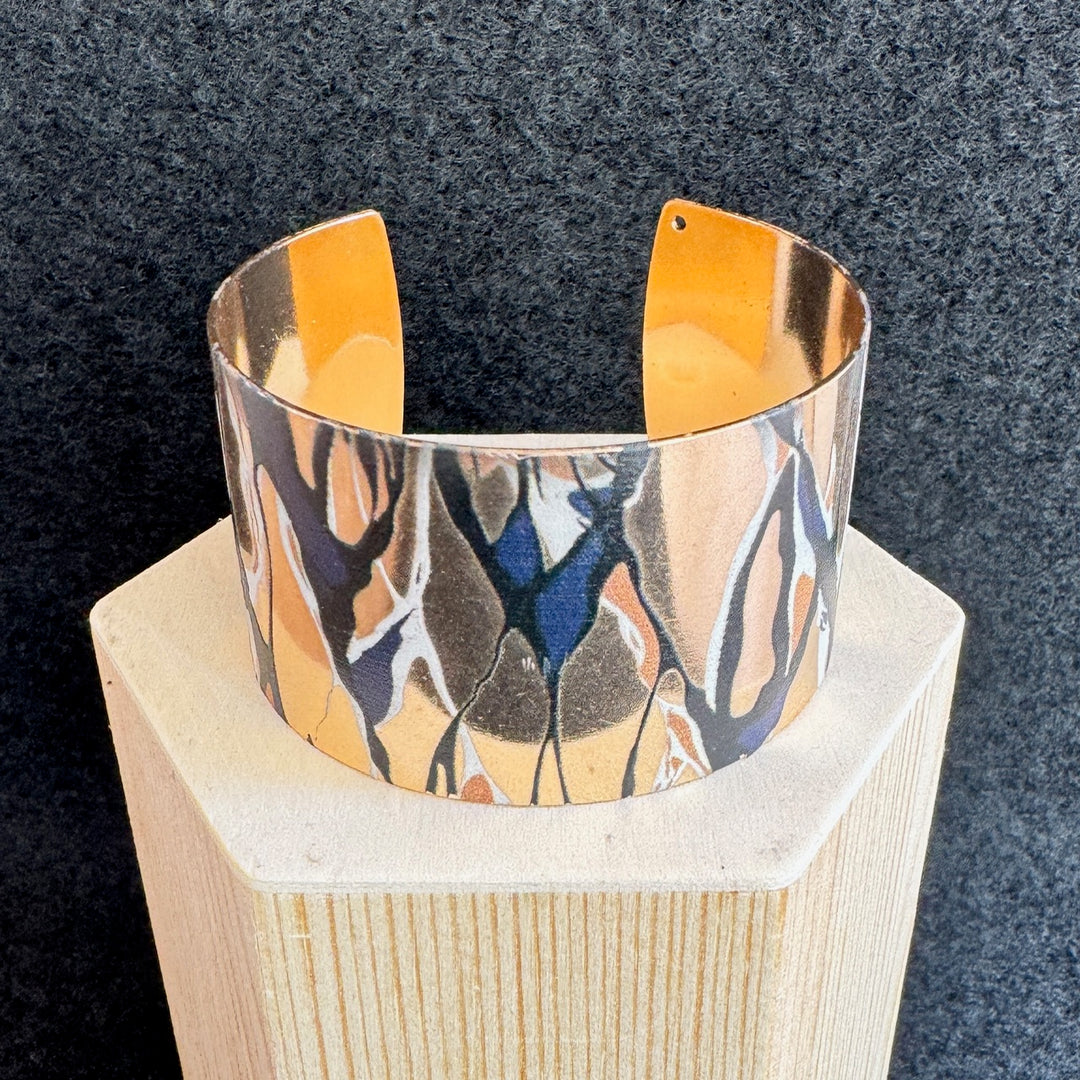 Bracelet manchette réglable - Doré & Noir