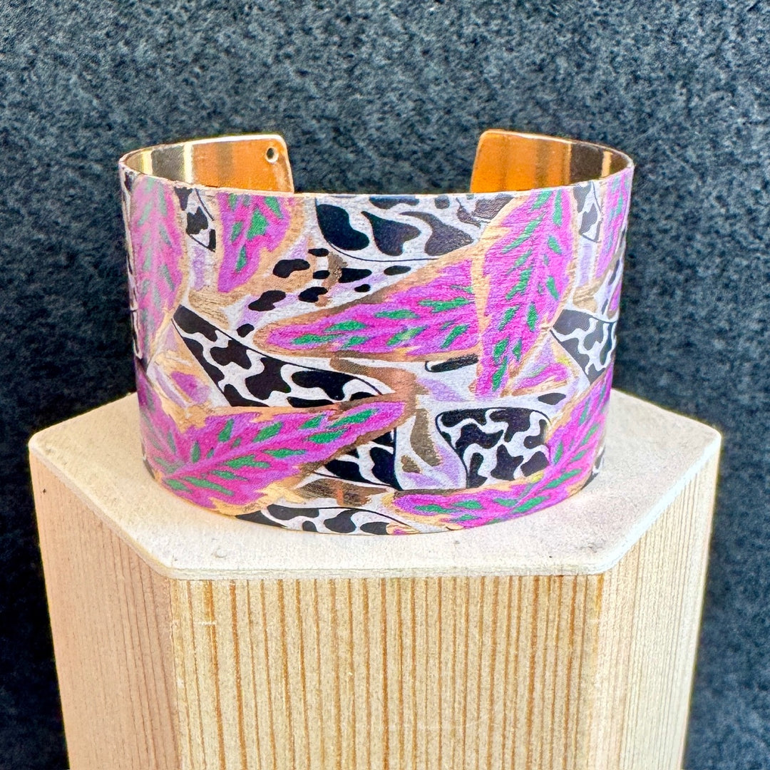 Bracelet manchette réglable - Mauve