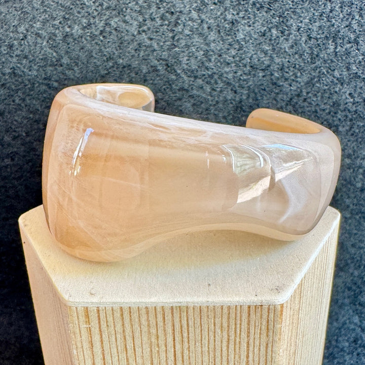 Bracelet Manchette  Asymétrique Ouvert - Crème