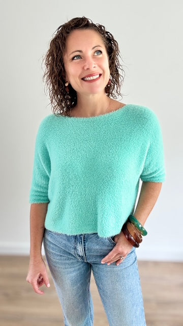 Pull manches courtes - Turquoise