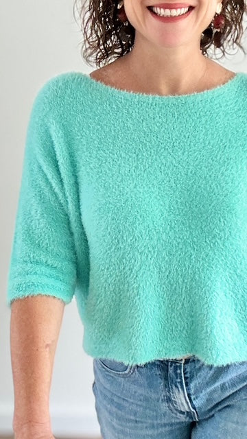 Pull manches courtes - Turquoise