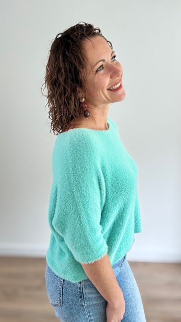 Pull manches courtes - Turquoise