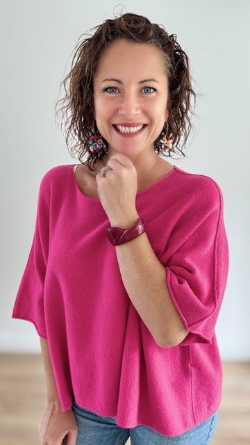 Bracelet Manchette Acrylique Asymétrique Ouvert  - Bordeaux