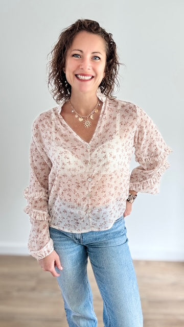 Blouse Fleurie Beige