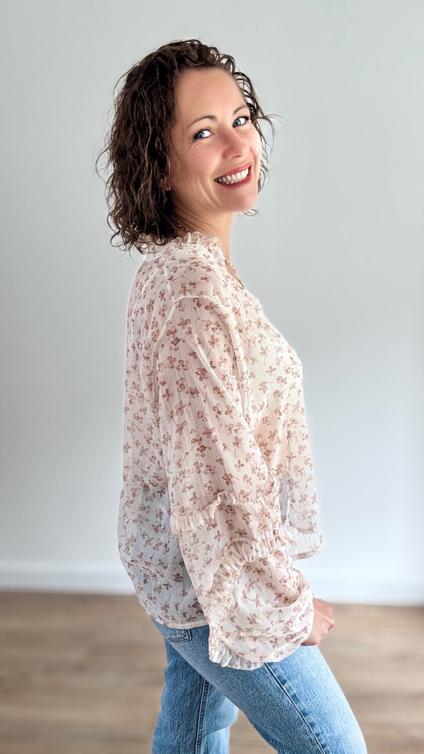 Blouse Fleurie Beige