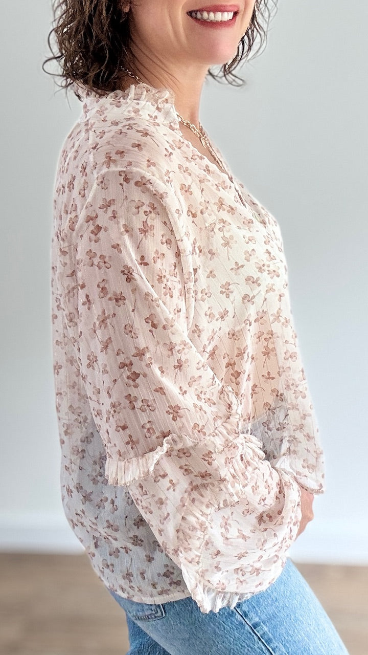 Blouse Fleurie Beige
