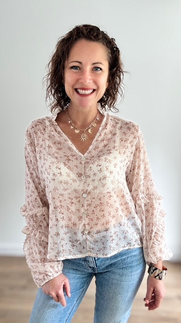Blouse Fleurie Beige