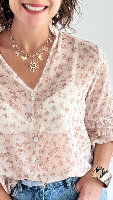 Blouse Fleurie Beige