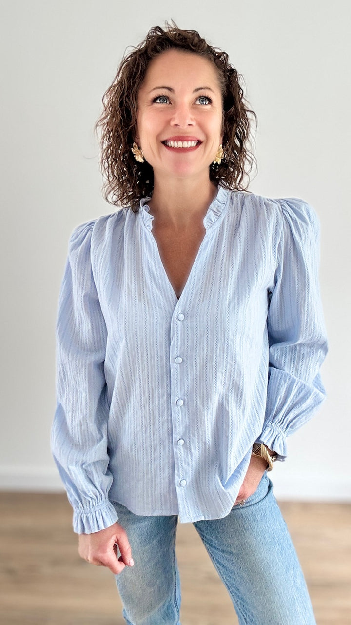 Chemise Coupe Droite Bleu Ciel