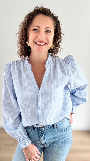 Chemise Coupe Droite Bleu Ciel