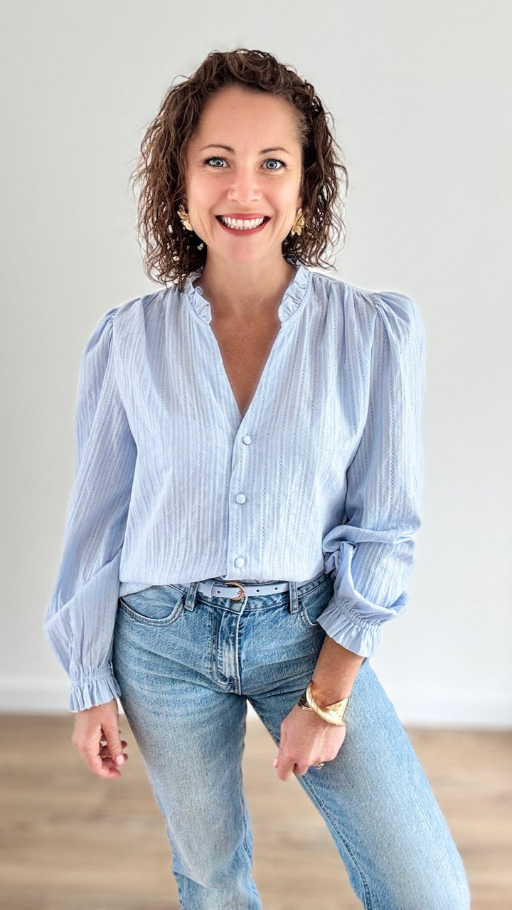 Chemise Coupe Droite Bleu Ciel