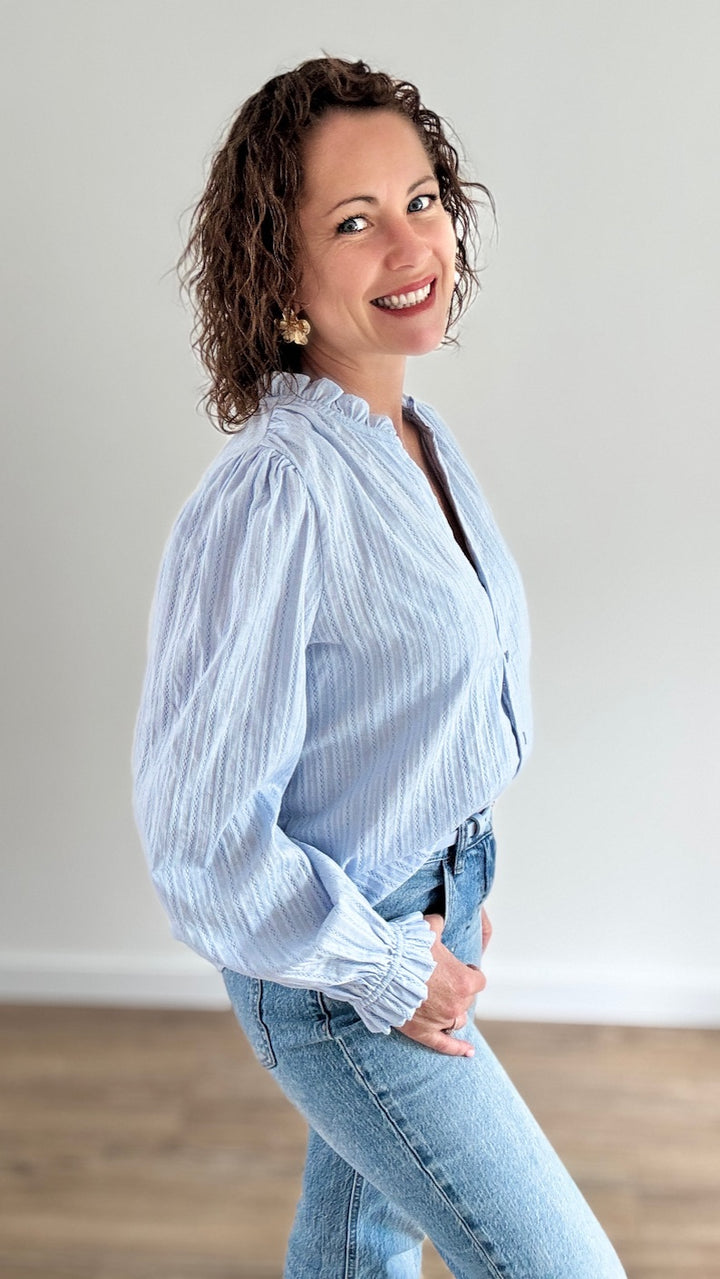 Chemise Coupe Droite Bleu Ciel