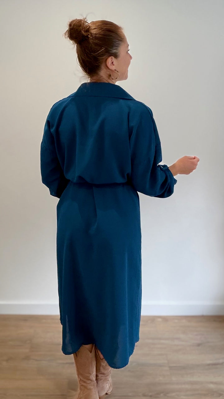 Robe chemise longue - Bleu Canard