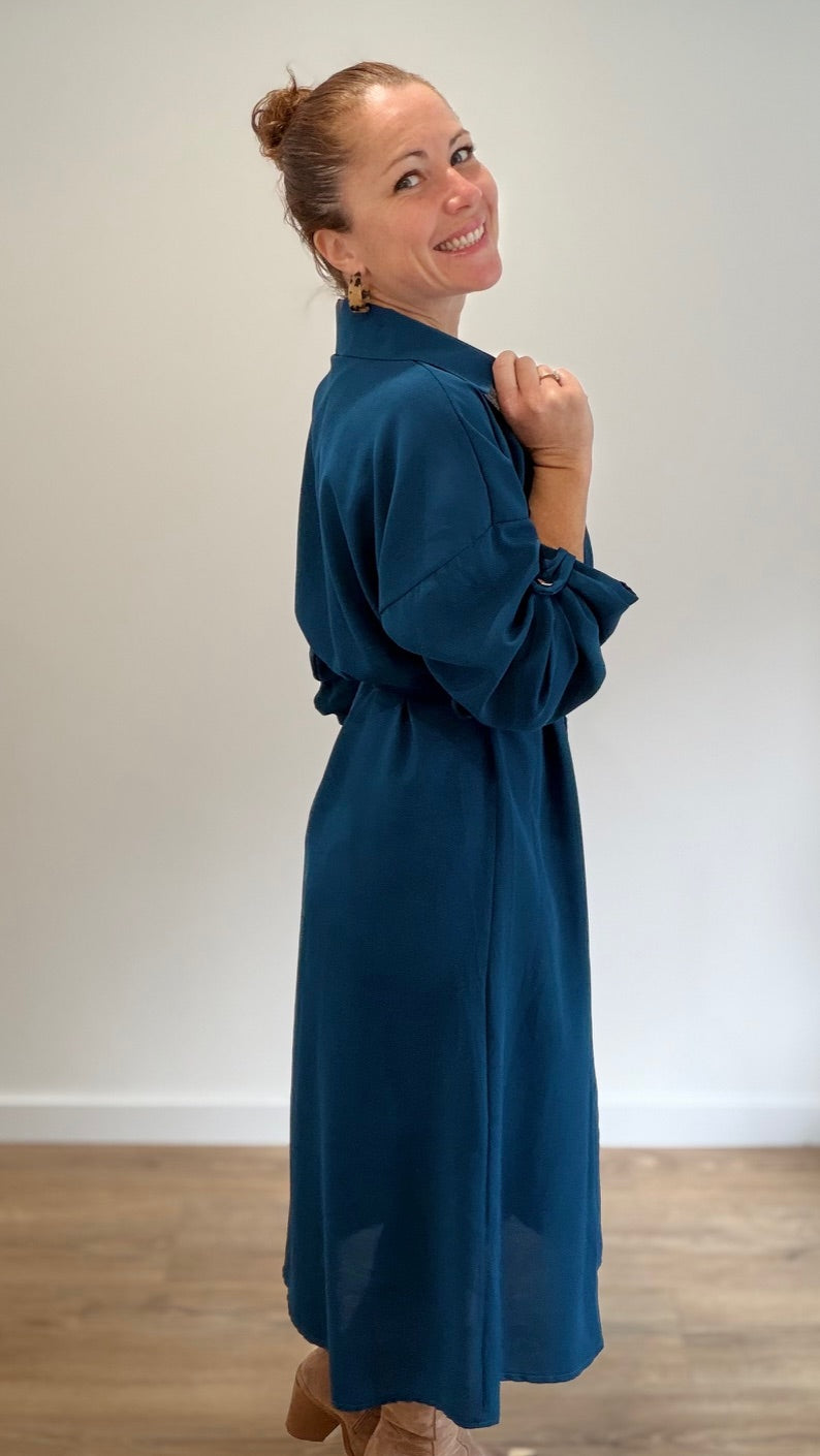 Robe chemise longue - Bleu Canard