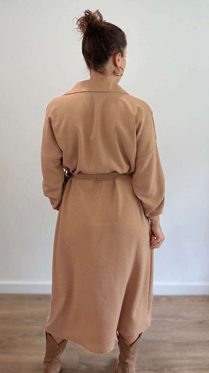 Robe-chemise longue - Camel