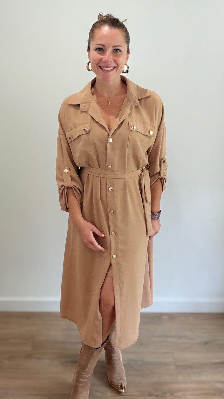 Robe-chemise longue - Camel