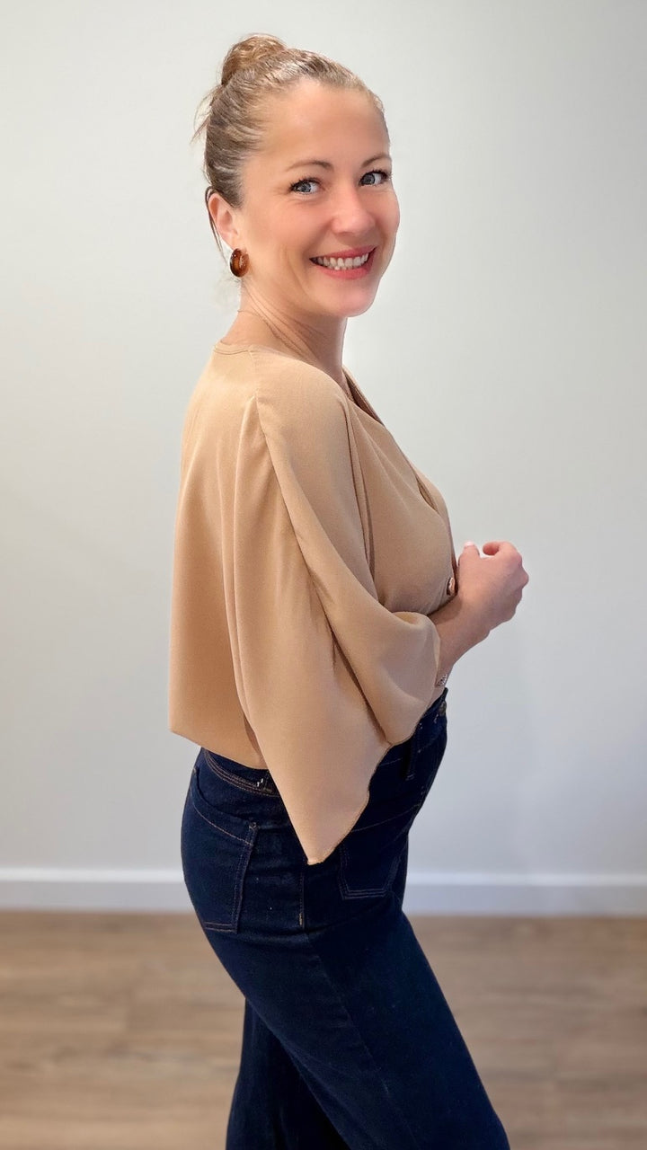 Top boutonné - Camel