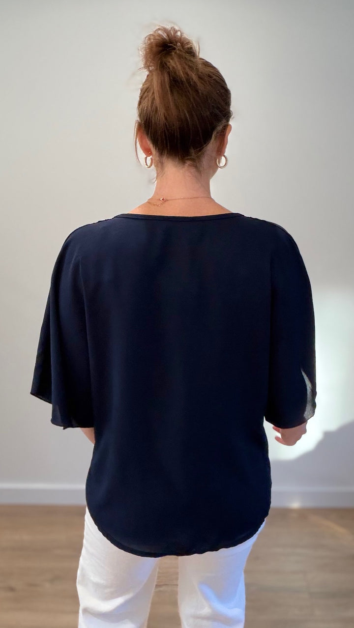 Top boutonné - Bleu marine