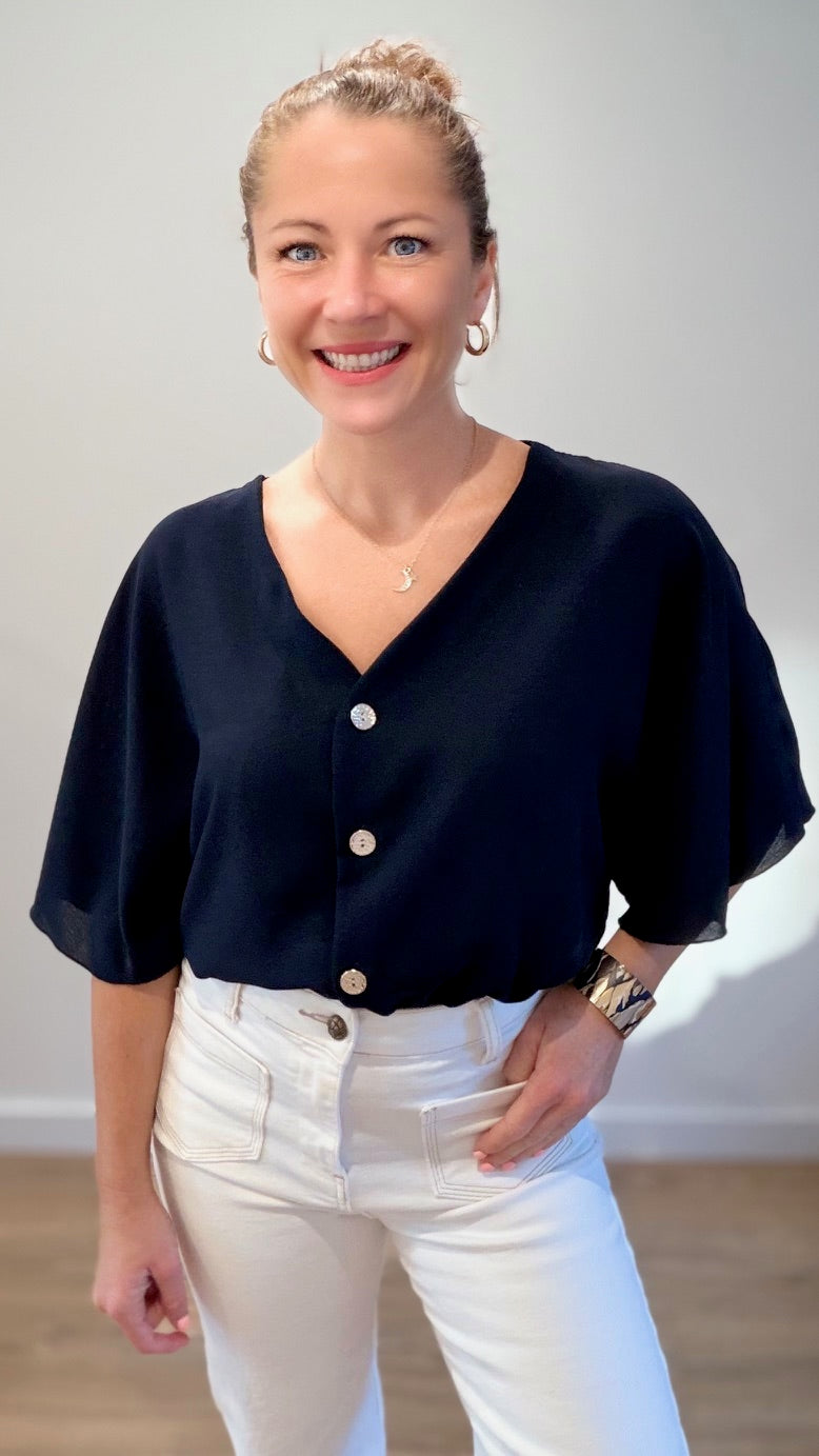 Top boutonné - Bleu marine