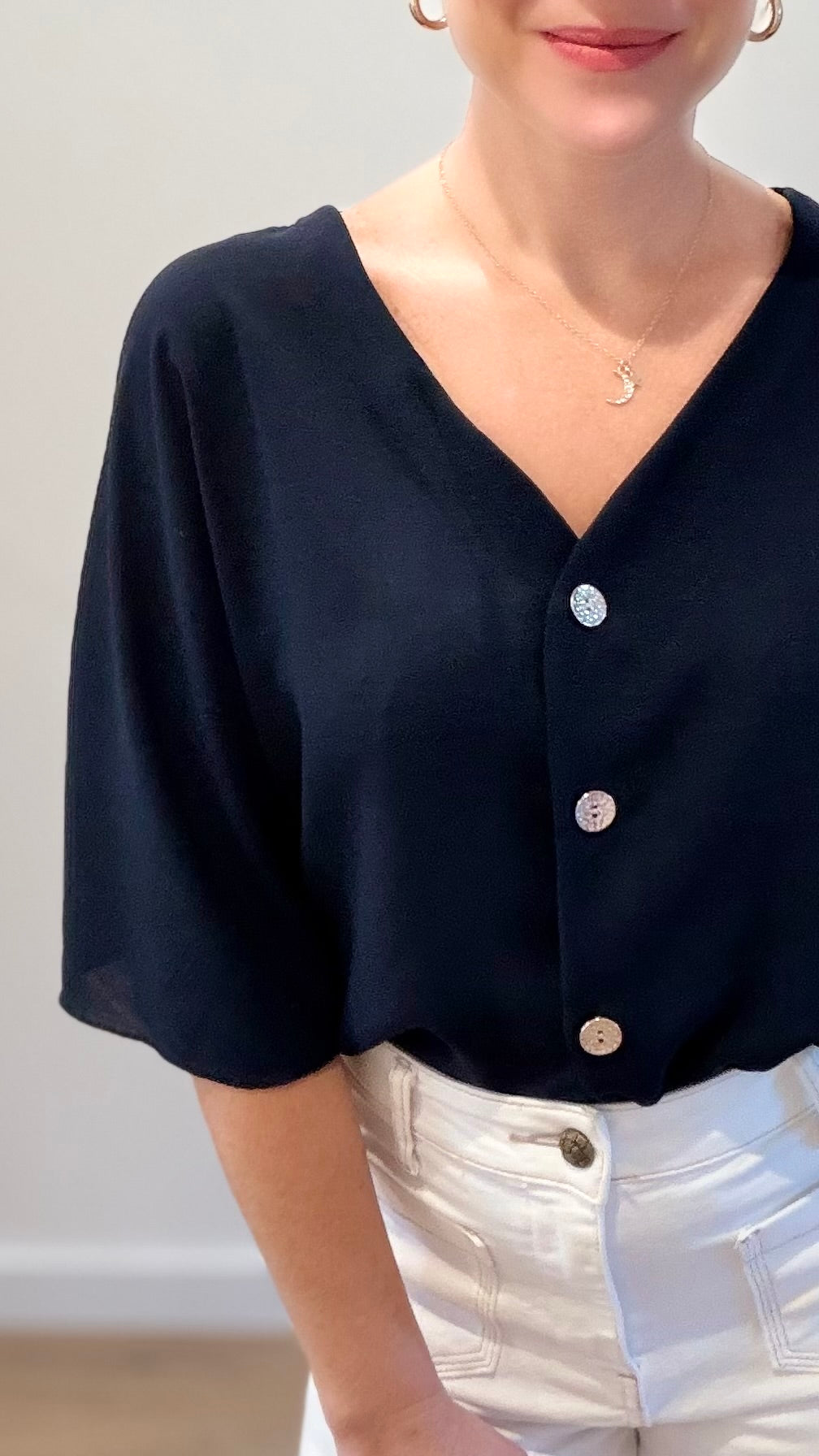 Top boutonné - Bleu marine