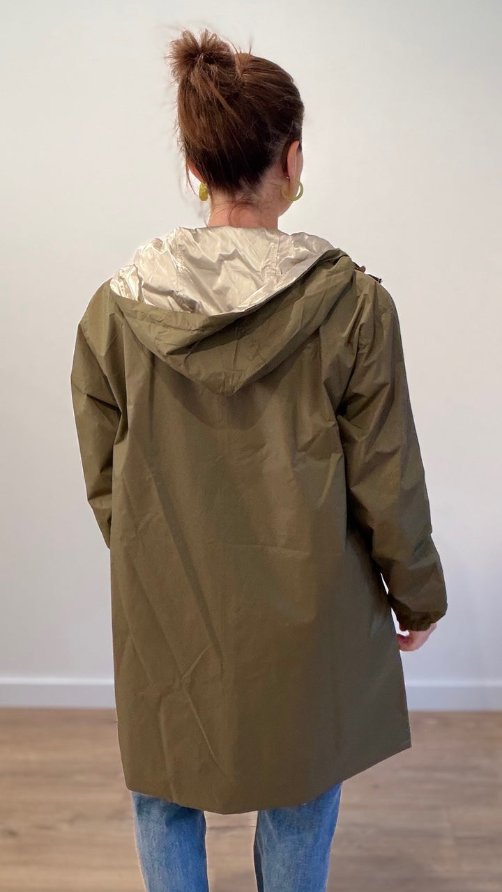 Parka imperméable réversible - Kaki & Doré