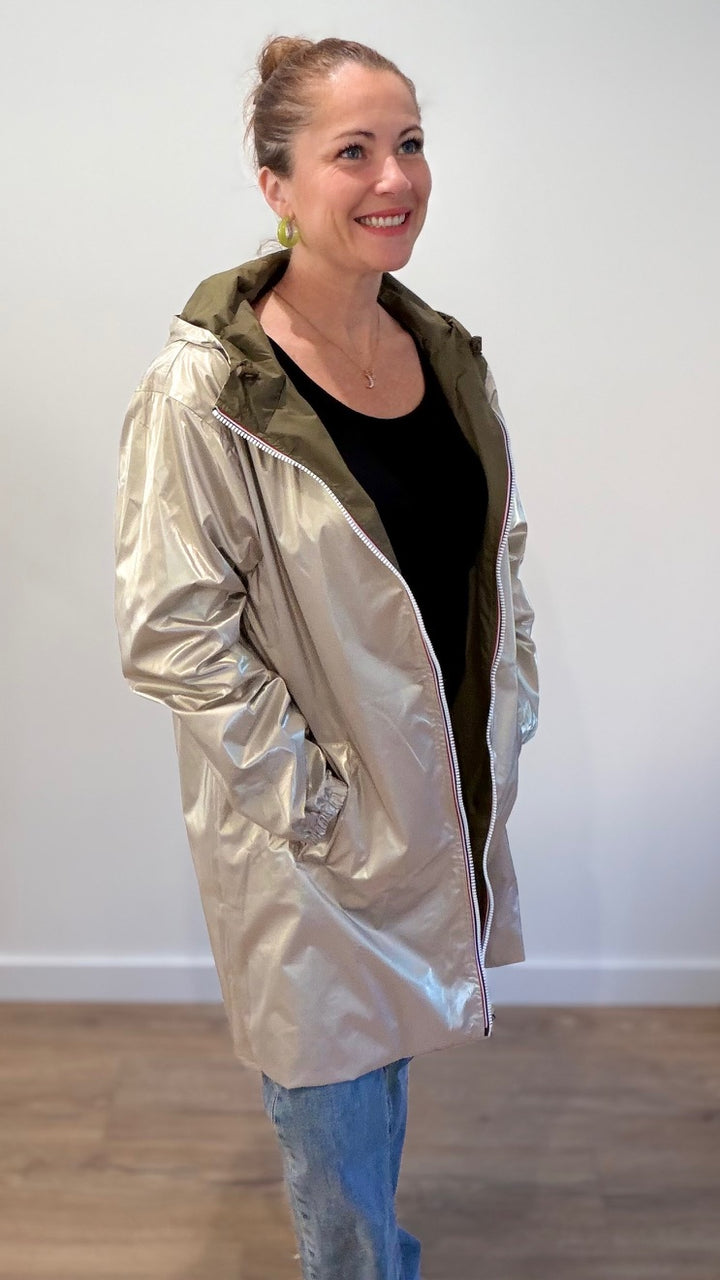 Parka imperméable réversible - Kaki & Doré