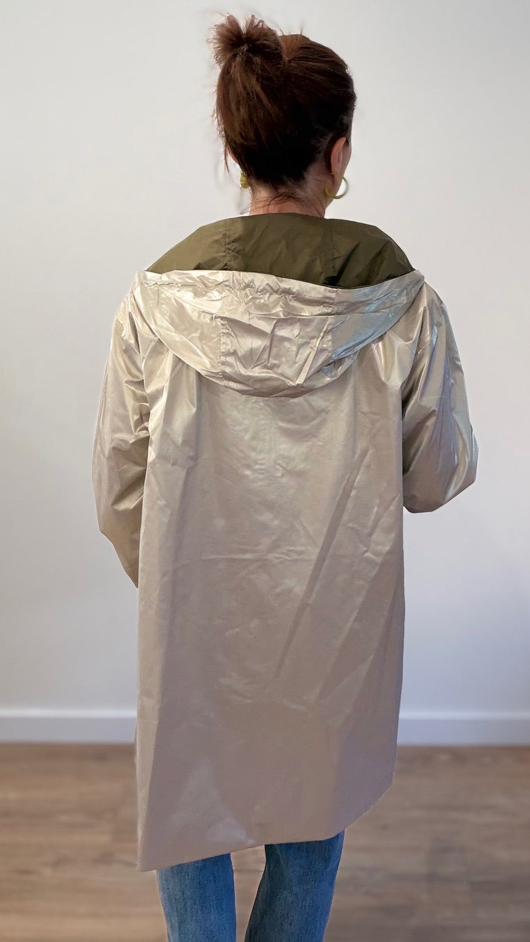 Parka imperméable réversible - Kaki & Doré