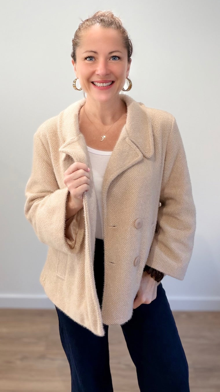 Manteau court tout doux - Beige