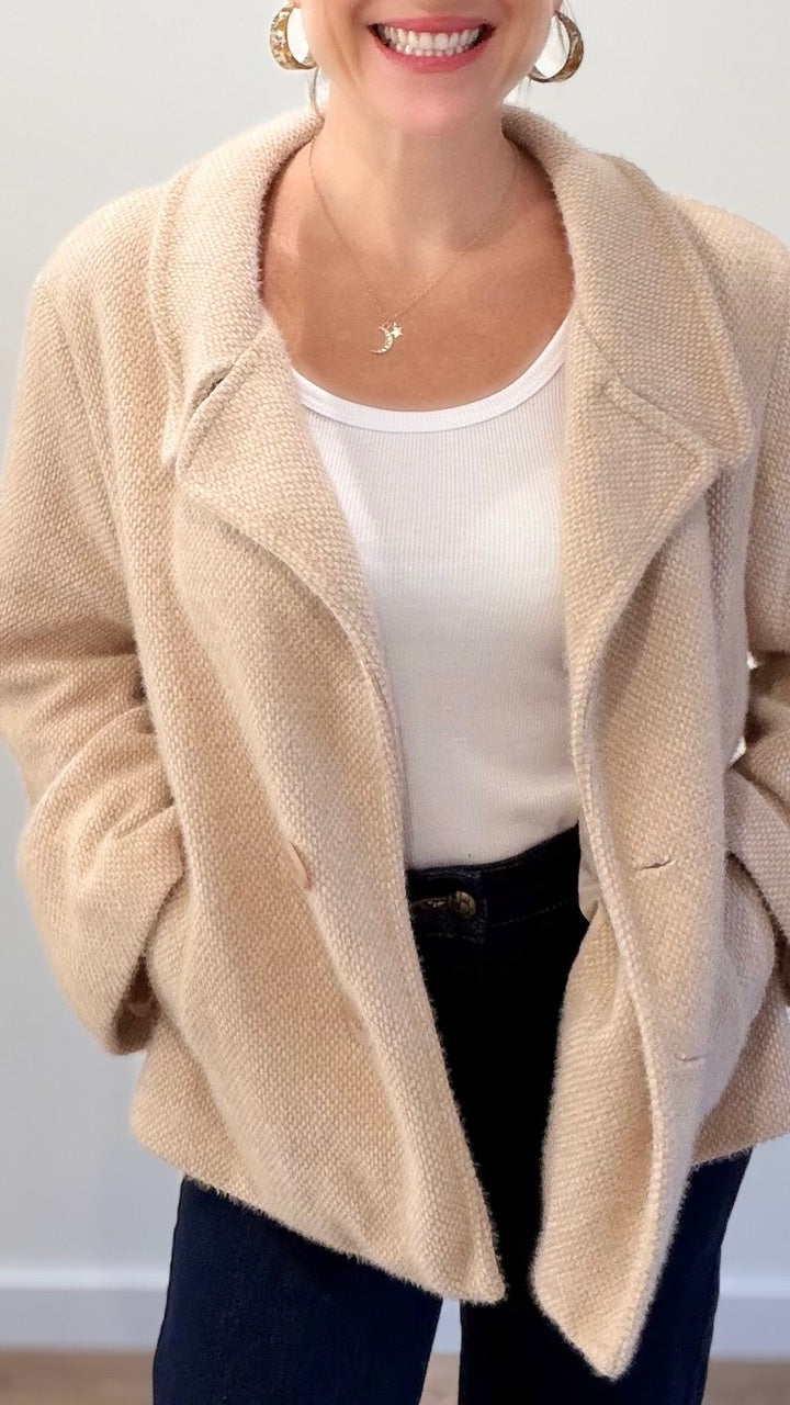 Manteau court tout doux - Beige