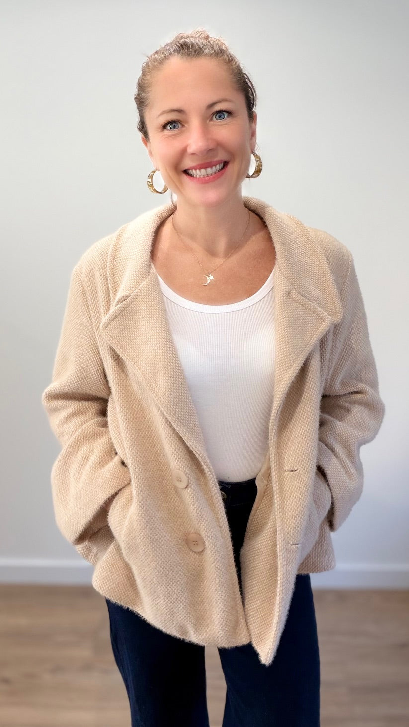 Manteau court tout doux - Beige