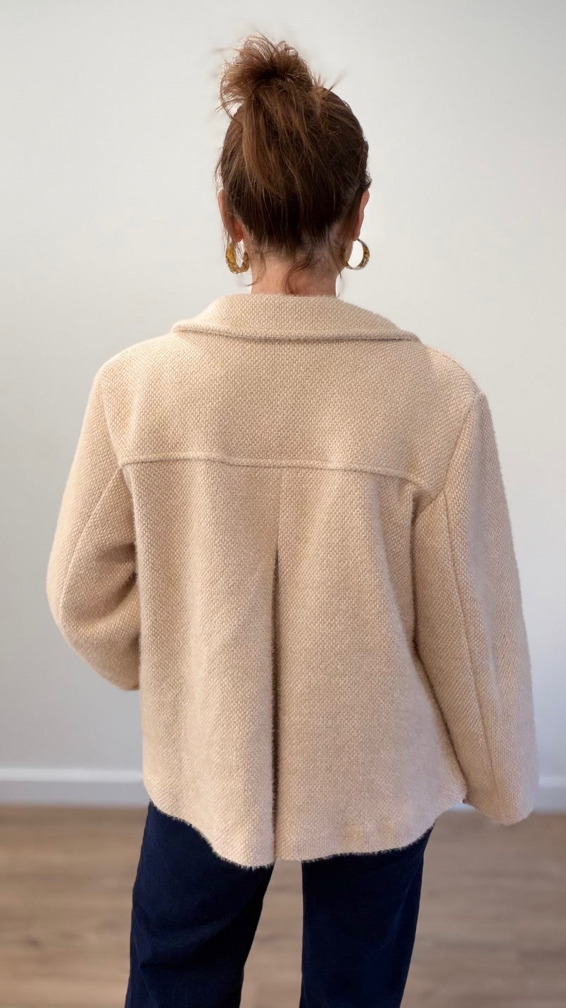 Manteau court tout doux - Beige