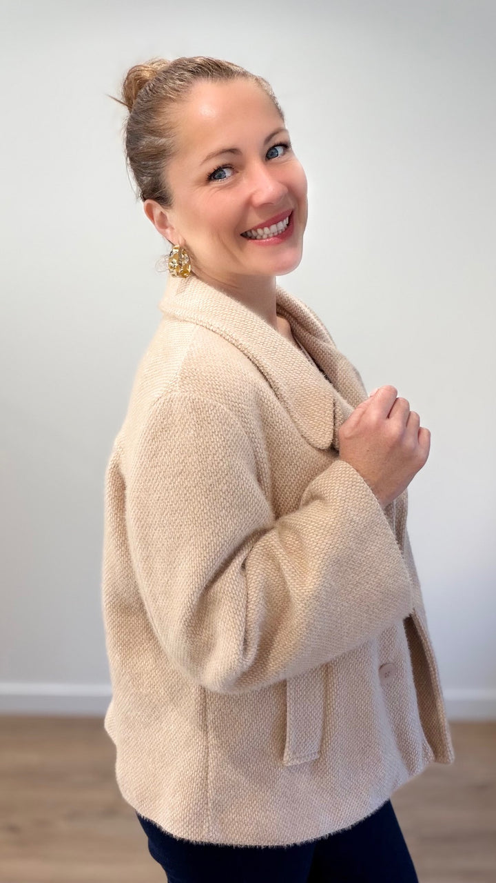 Manteau court tout doux - Beige