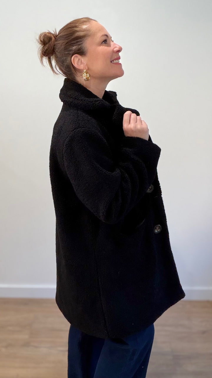 Manteau effet mouton - Noir