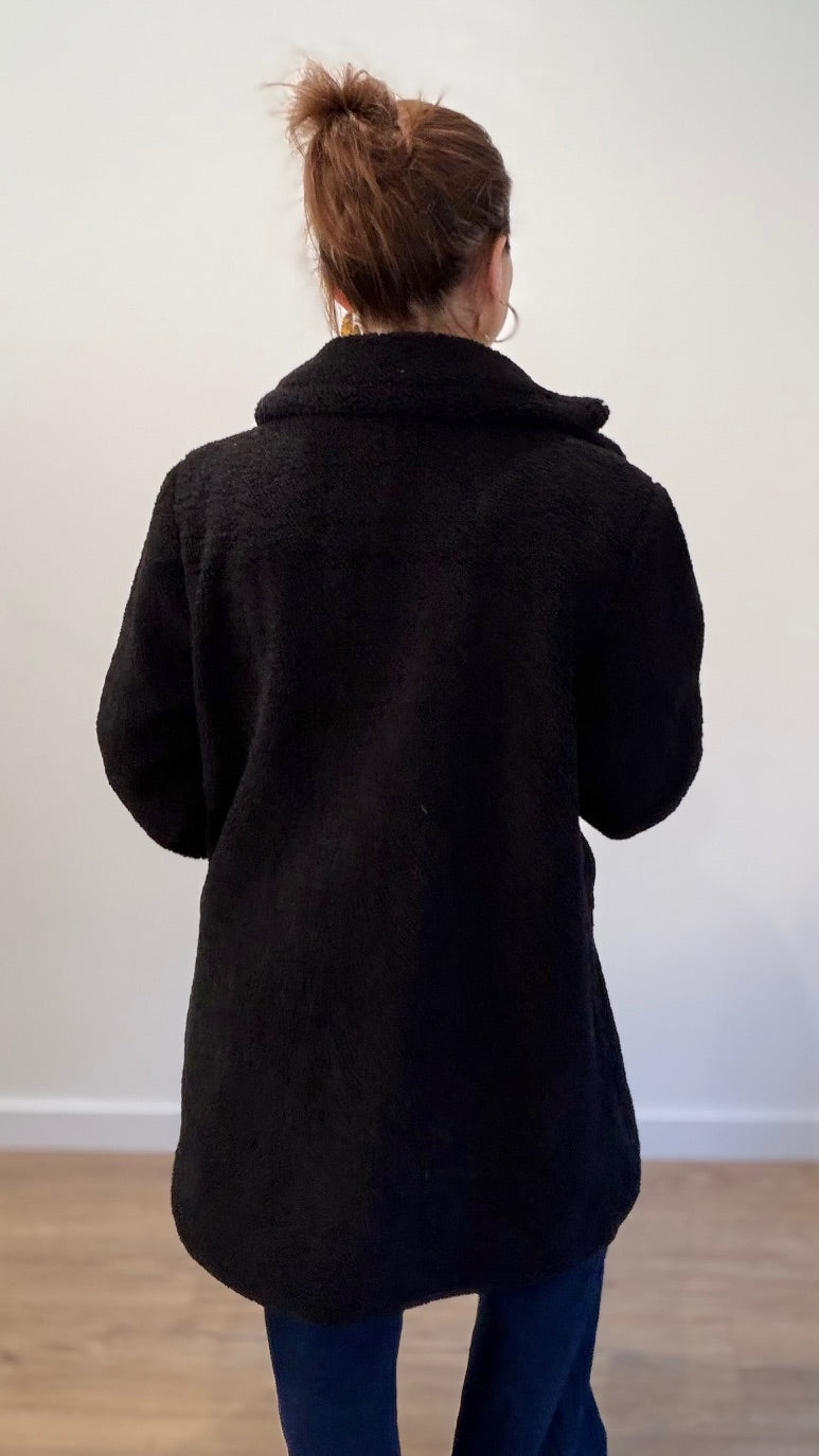 Manteau effet mouton - Noir
