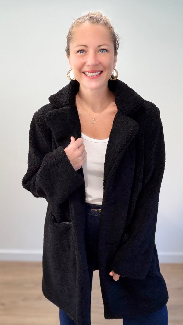 Manteau effet mouton - Noir