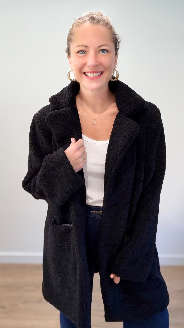 Manteau effet mouton - Noir