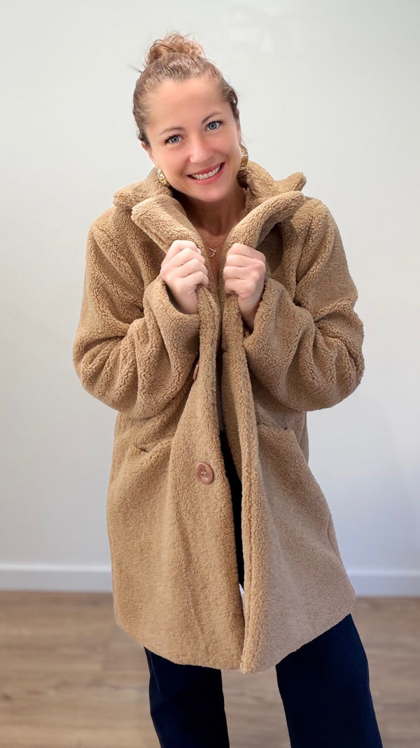 Manteau effet mouton - Camel