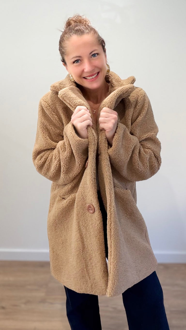 Manteau effet mouton - Camel