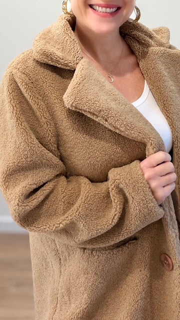Manteau effet mouton - Camel